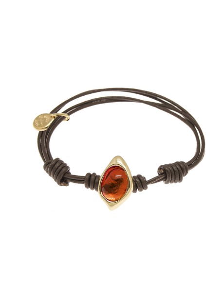 PULSERA CON CUERO ORO100