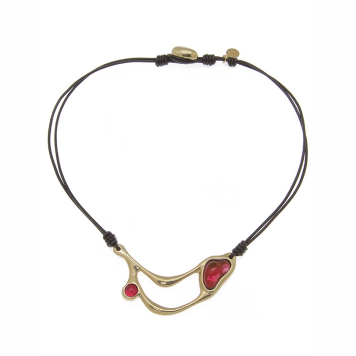 COLLAR CON CUERO ORO813