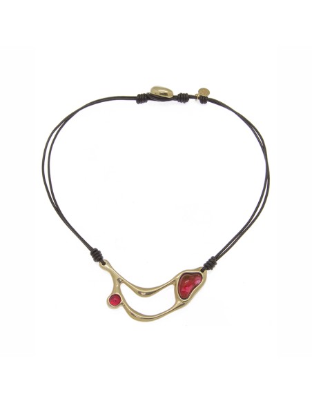 COLLAR CON CUERO ORO813