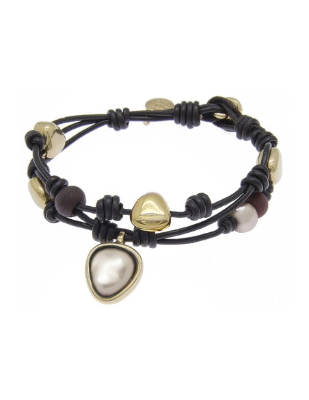 PULSERA  CON CUERO ORO136
