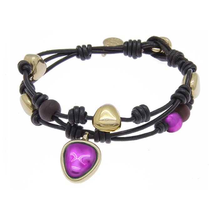 PULSERA  CON CUERO ORO136