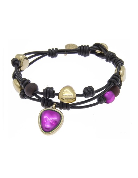 PULSERA  CON CUERO ORO136