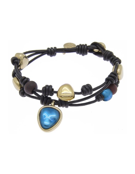 PULSERA  CON CUERO ORO136