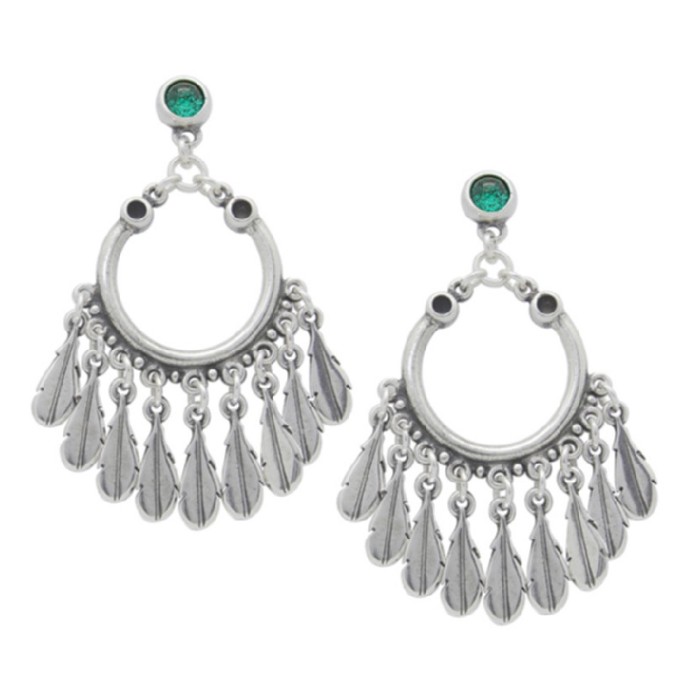 pendientes aro y plumas turquesa
