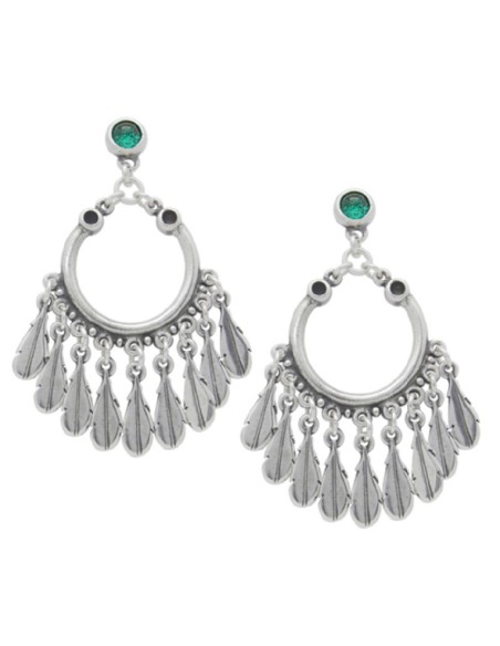 pendientes aro y plumas turquesa