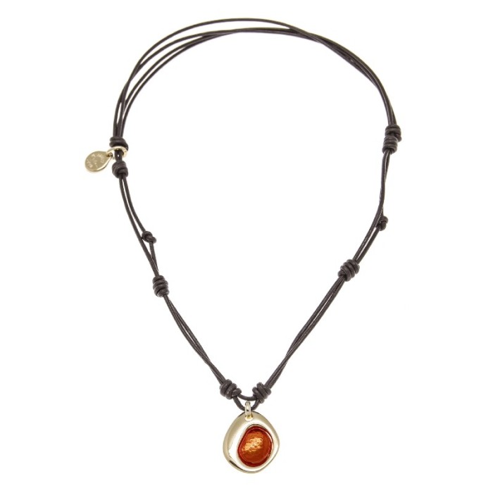 COLLAR CON CUERO ORO800