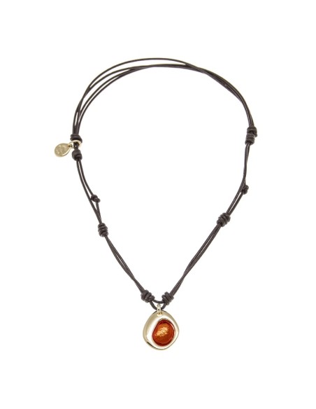 COLLAR CON CUERO ORO800