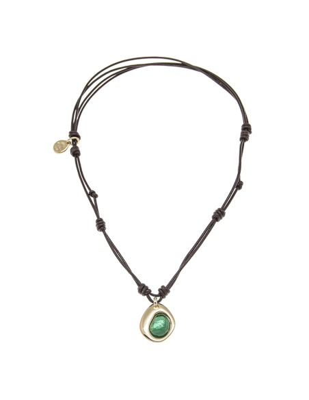 COLLAR CON CUERO ORO800