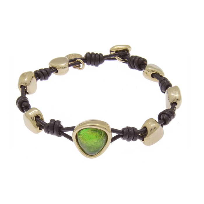 PULSERA  CON CUERO ORO115
