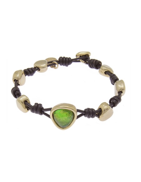 PULSERA  CON CUERO ORO115