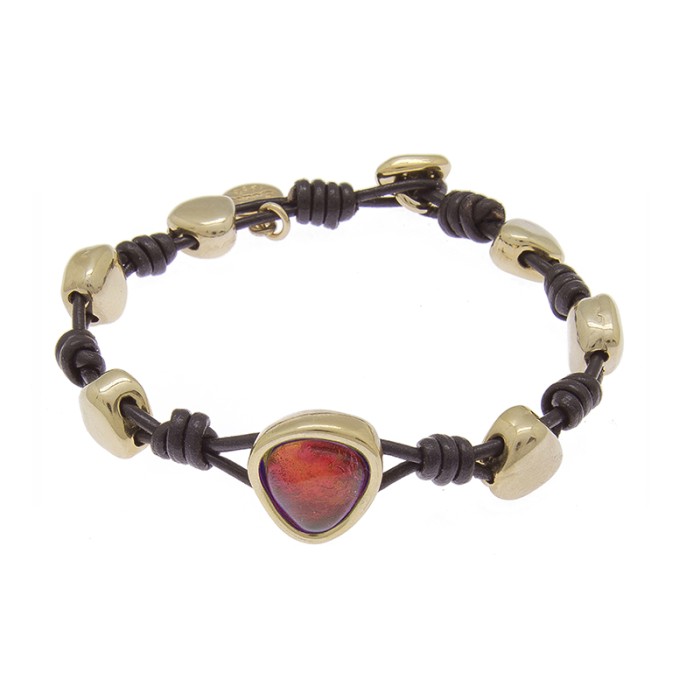 PULSERA  CON CUERO ORO115