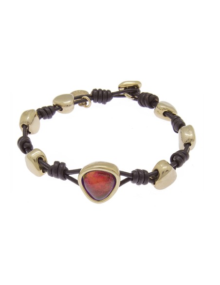 PULSERA  CON CUERO ORO115