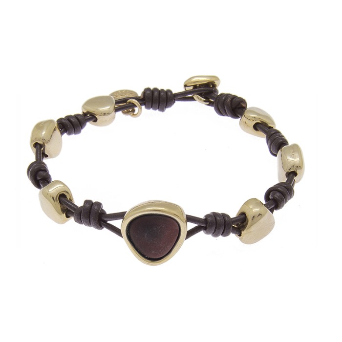 PULSERA  CON CUERO ORO115