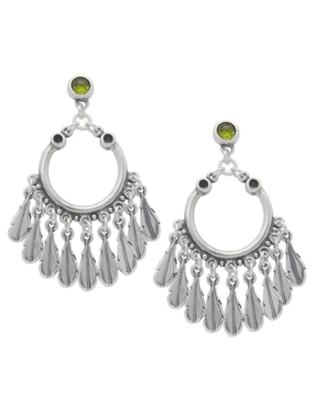 pendientes aro y plumas verde