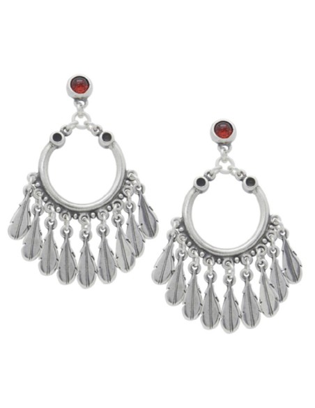 pendientes aro y plumas rojo