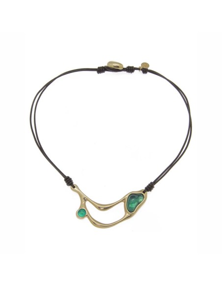 COLLAR CON CUERO ORO813