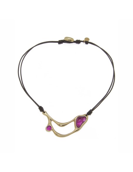 COLLAR CON CUERO ORO813