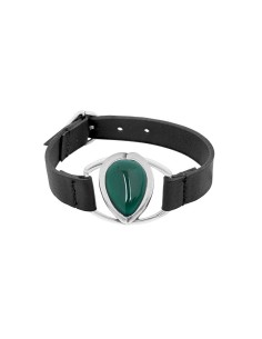 PULSERA CON CUERO Y MURANO EN HUMO IRATI 2