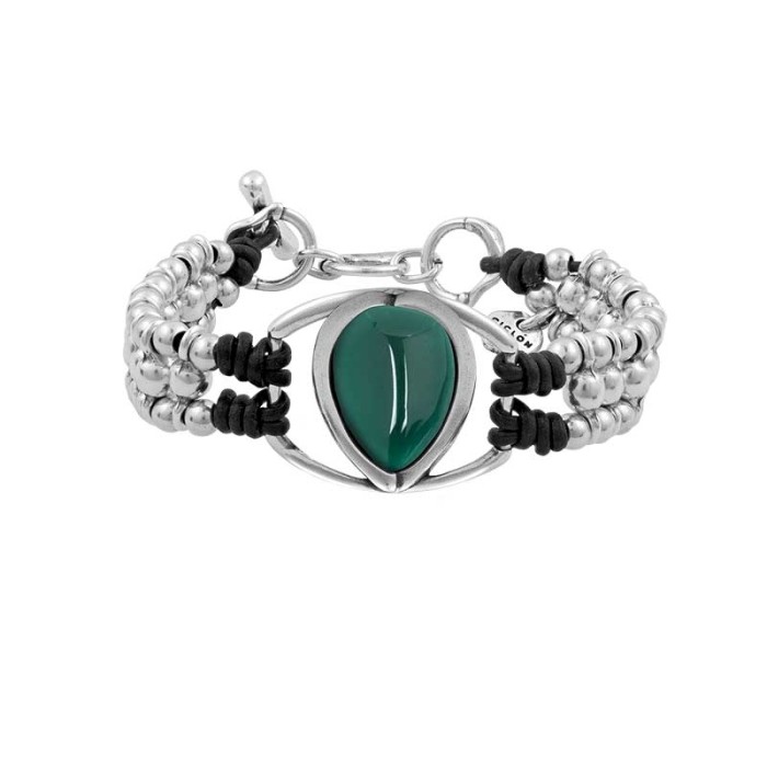 PULSERA EN COLORA PLATA CON MURANO EN VERDE