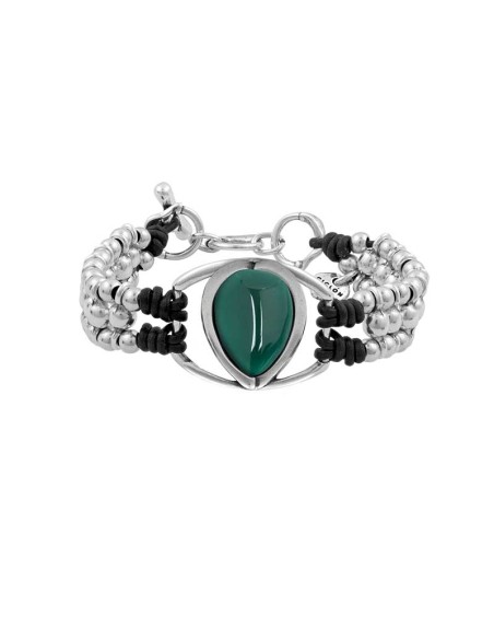 PULSERA EN COLORA PLATA CON MURANO EN VERDE
