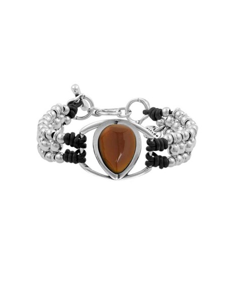 PULSERA EN COLORA PLATA CON MURANO EN COLOR WHISKY