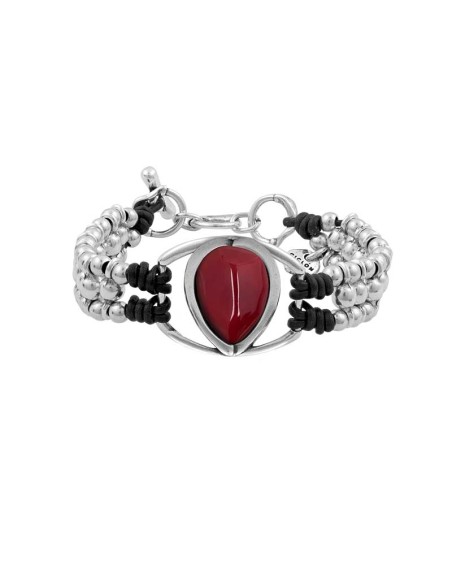 PULSERA EN COLORA PLATA CON MURANO EN GRANATE