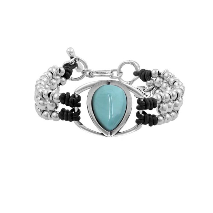 PULSERA EN COLORA PLATA CON MURANO EN TURQUESA