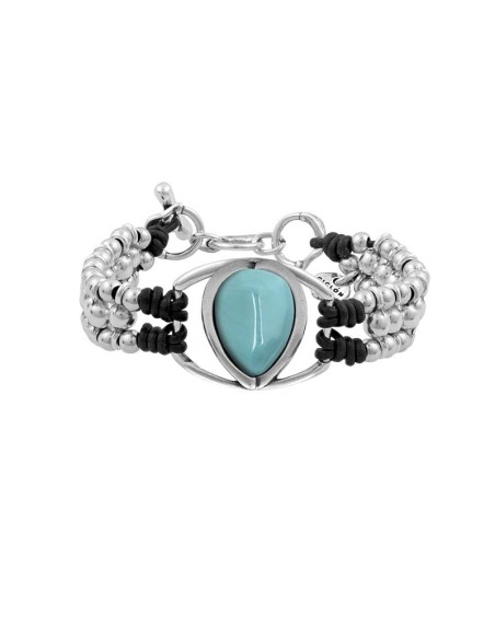 PULSERA EN COLORA PLATA CON MURANO EN TURQUESA