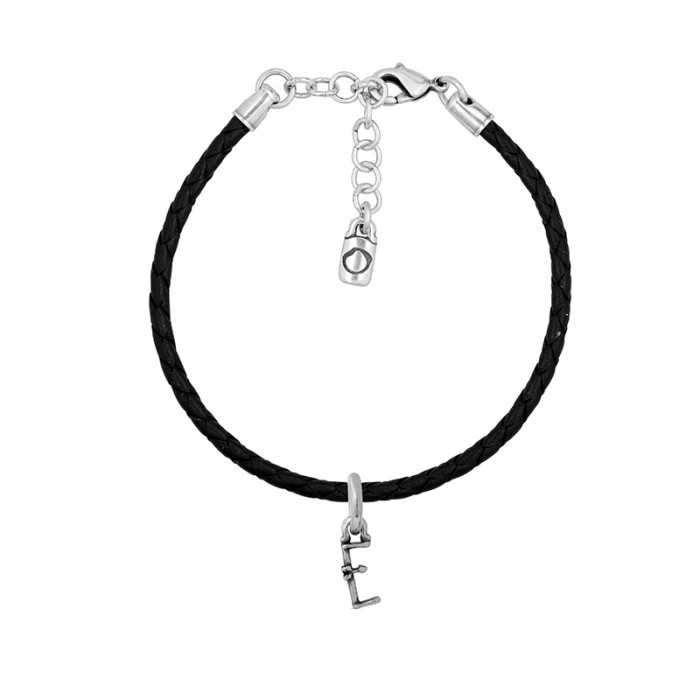 Pulsera con cuero y letra pequeña E