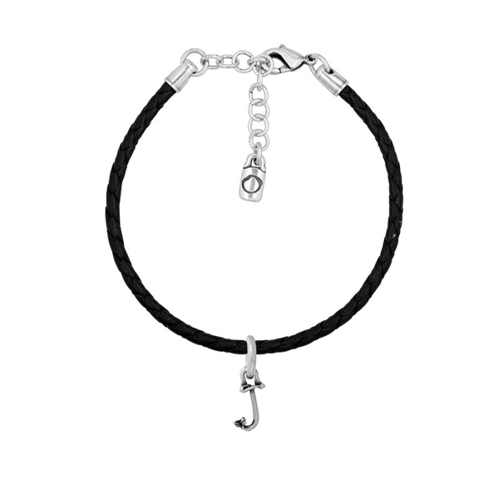 Pulsera con cuero y letra pequeña J