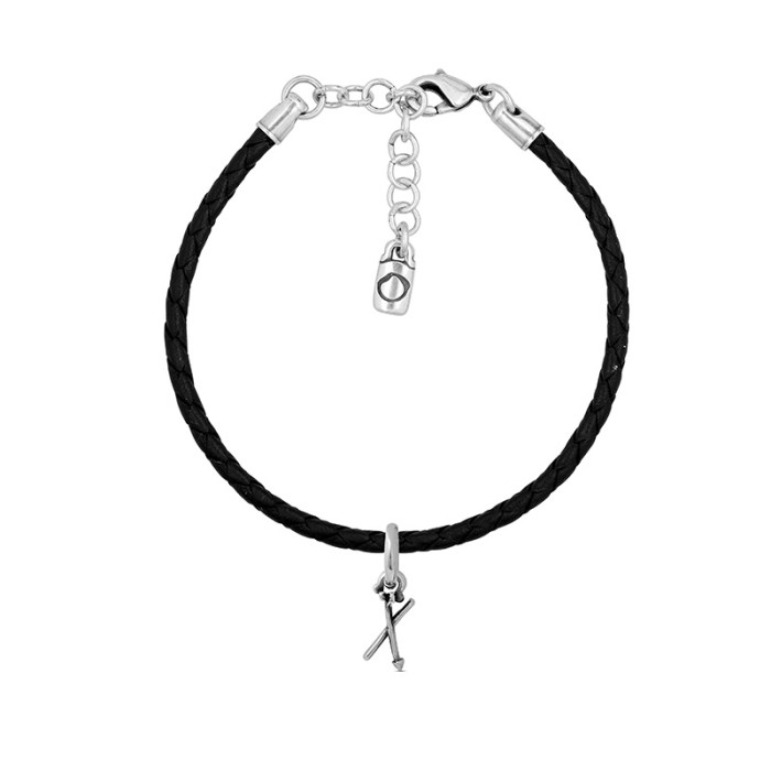 Pulsera con cuero y letra pequeña X