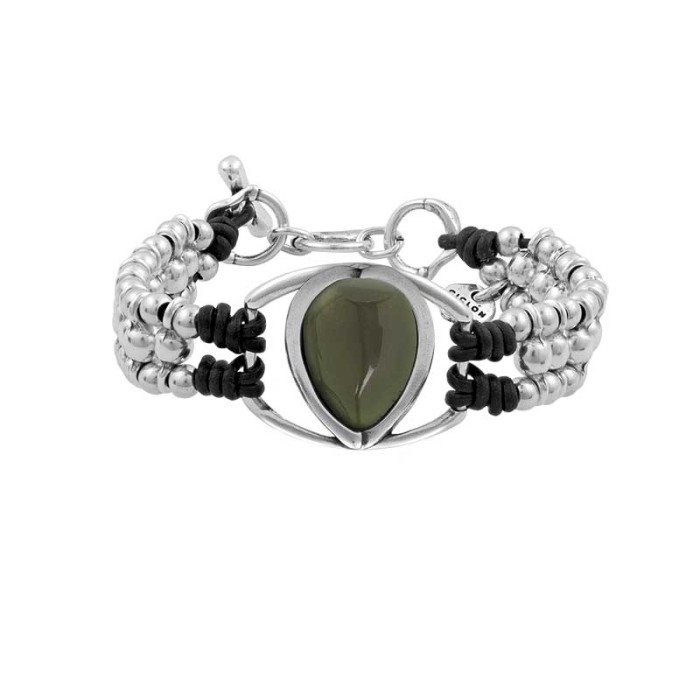 PULSERA EN COLORA PLATA CON MURANO EN VERDE