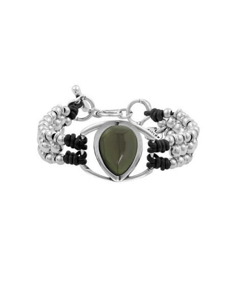 PULSERA EN COLORA PLATA CON MURANO EN VERDE