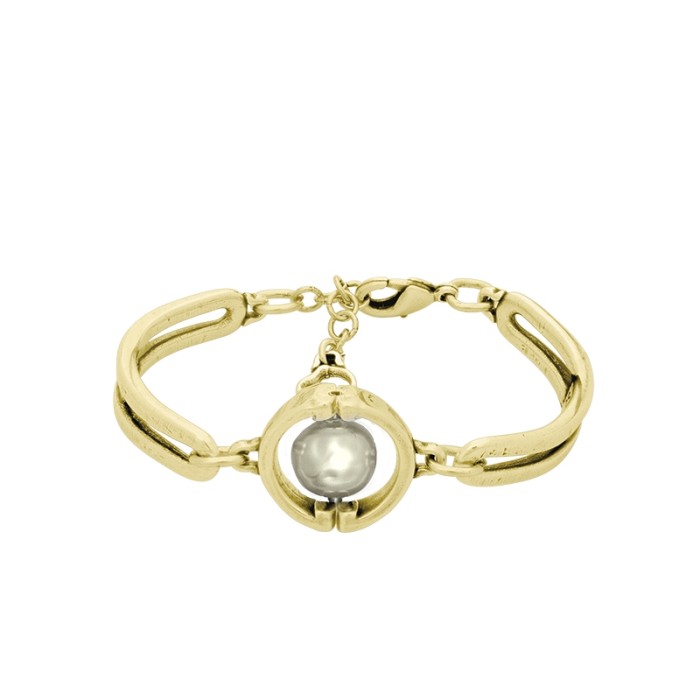 Pulsera Auténtica con perla oro