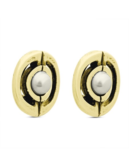 Pendientes Style oro cierre omega y perla