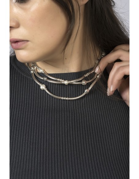 Collar ESENCIA enrollable con cuero y perla