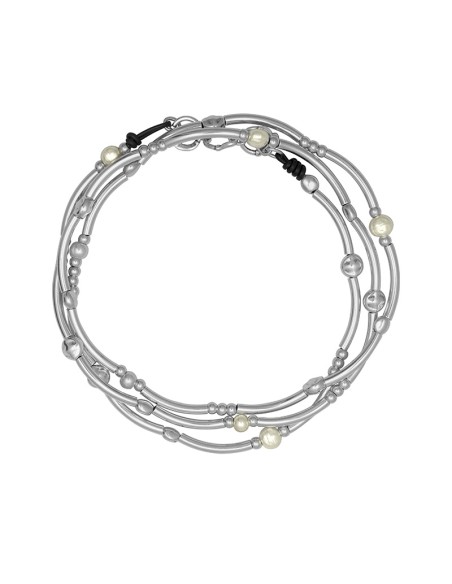 Collar ESENCIA enrollable con cuero y perla