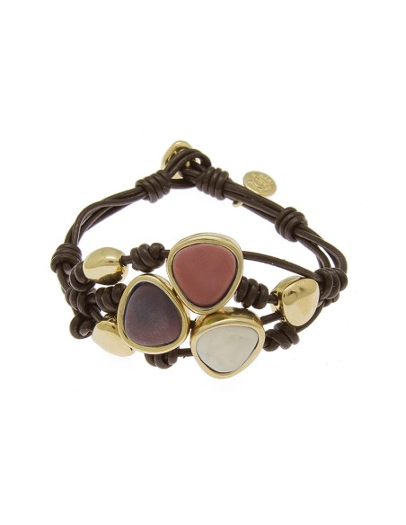 PULSERA CON CUERO ORO111