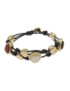 PULSERA  CON CUERO ORO114